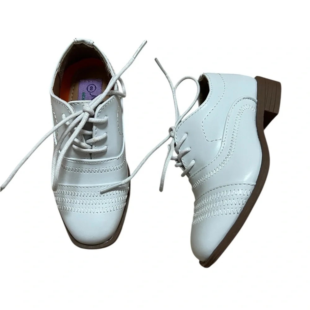 Jodano‎ Collection Boys' White Triple Stitch Dress Shoes 8